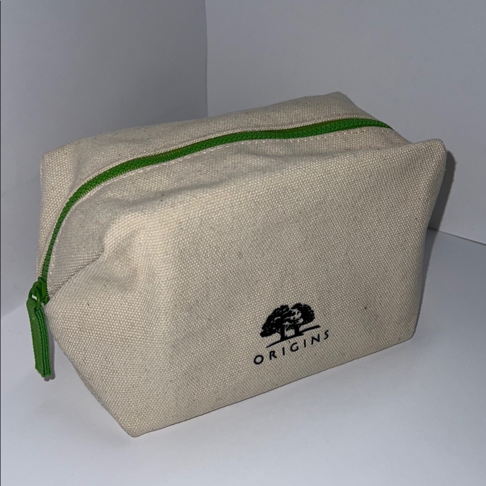 Origins Cosmetics Large Cream Zip Canvas Cosmetics Clutch Bag